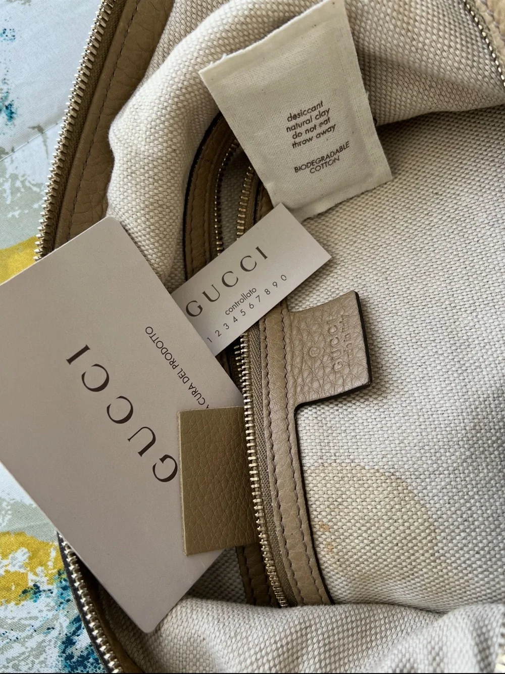 Gucci Soho Leather Hobo Bag in Metallic Taupe